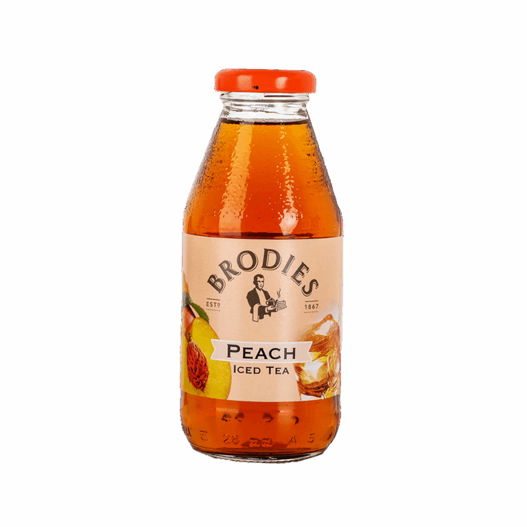 Produktbild: Brodies Eistee Pfirsich, Flasche, Packung mit 12 Flaschen