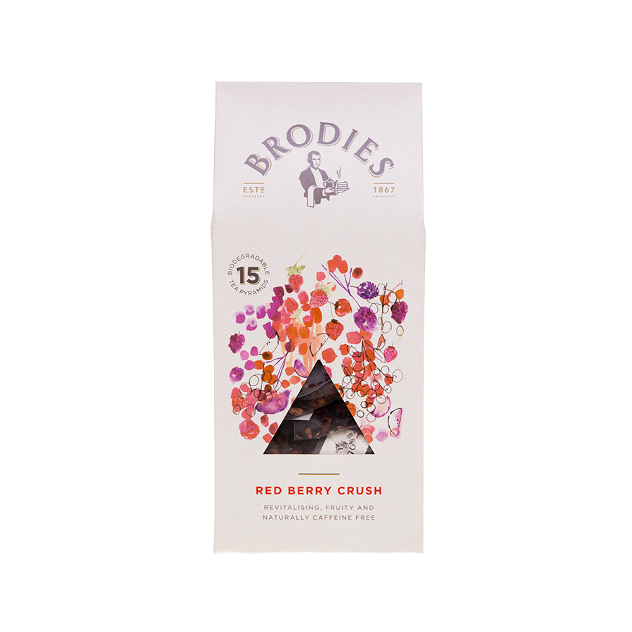 Produktbild: Brodies Tee Red Berry Crush, Tee-Pyramide, Karton mit 15 Pyramiden